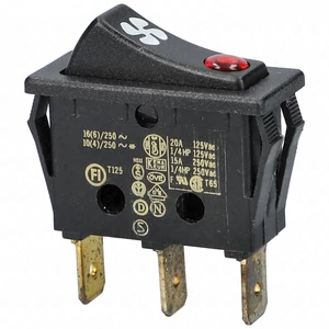 16a/250v ac billenőkapcsoló, black, red fénnyel DELONGHI ha20f hősugárzó / ORDER ONLY